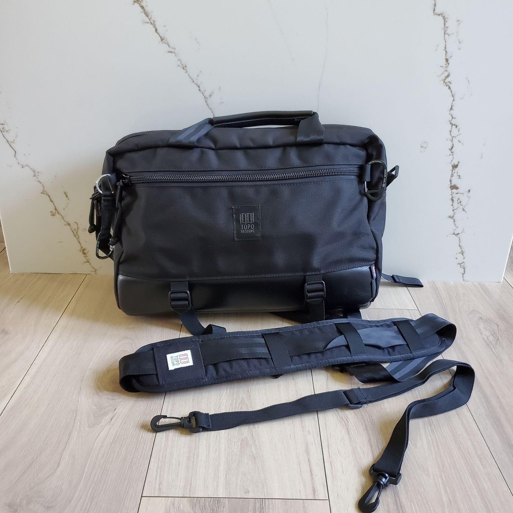 Topo Designs Black 17" Laptop Briefcase Backpack Bag Travel Carry On Men Work